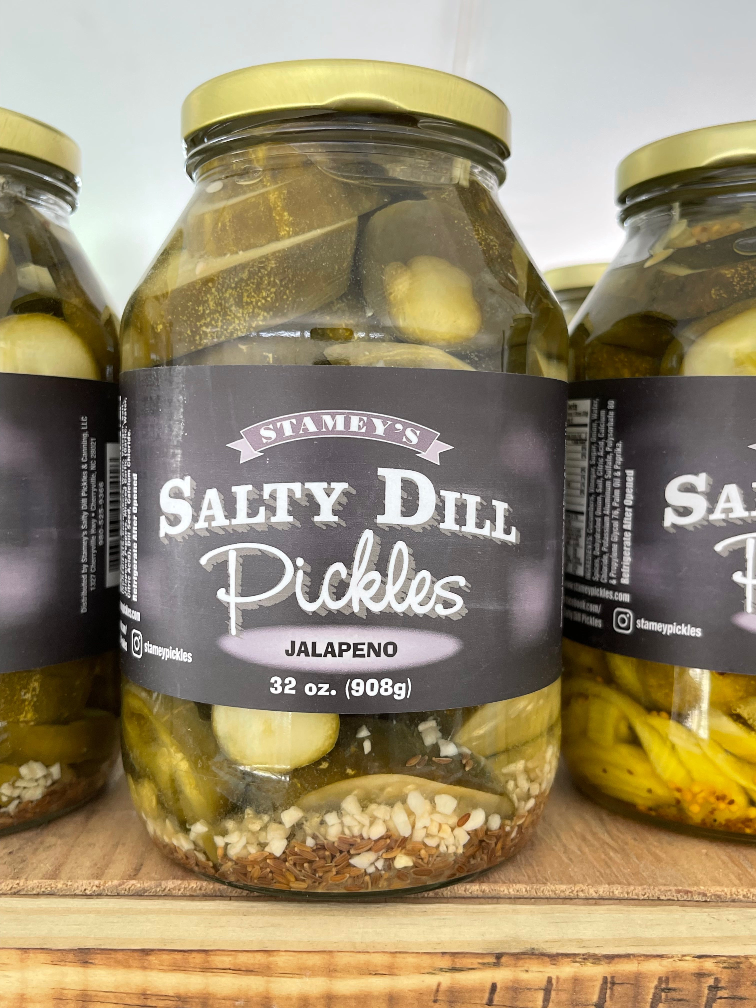 Stamey's Salty dill pickles - Jalapeno - 32 oz