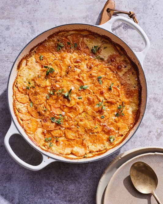 PREORDER Sweet Potato Au Gratin- (serves 7-8/ 43 oz. container)